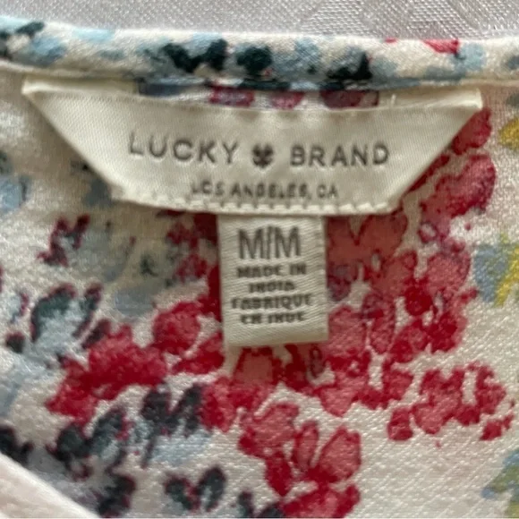 Lucky Brand women.Peasant top size medium white floral long sleeve - Picture 5 of 5